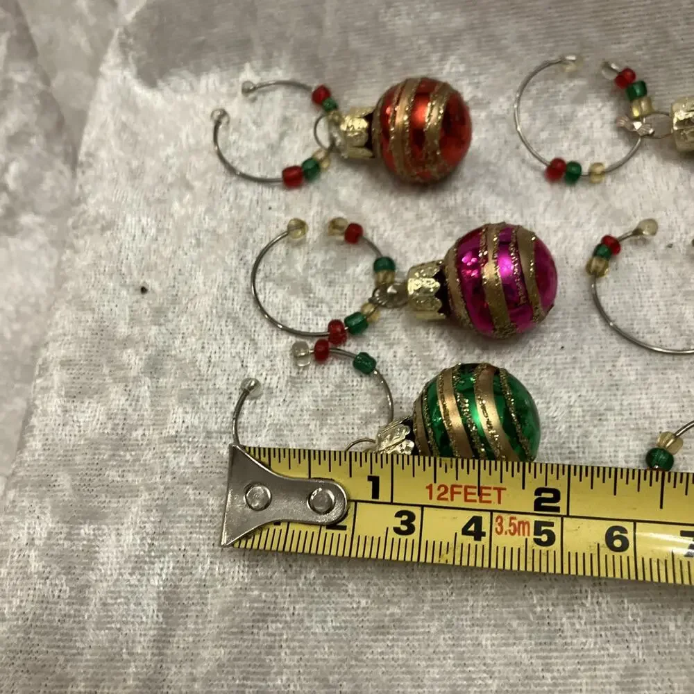 Christmas Wine Glass Tag Charms Stem Markers Lot of 33pc Holiday Party Tableware